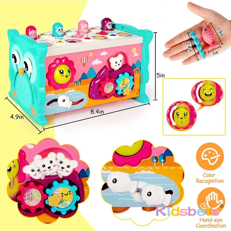 Kinderen Montessori 8-in-1 visspel Educatief Zintuiglijk Hameren Speelgoed Activiteiten Kubus Whack a Mole Speelgoed Peuter Verjaardagscadeau