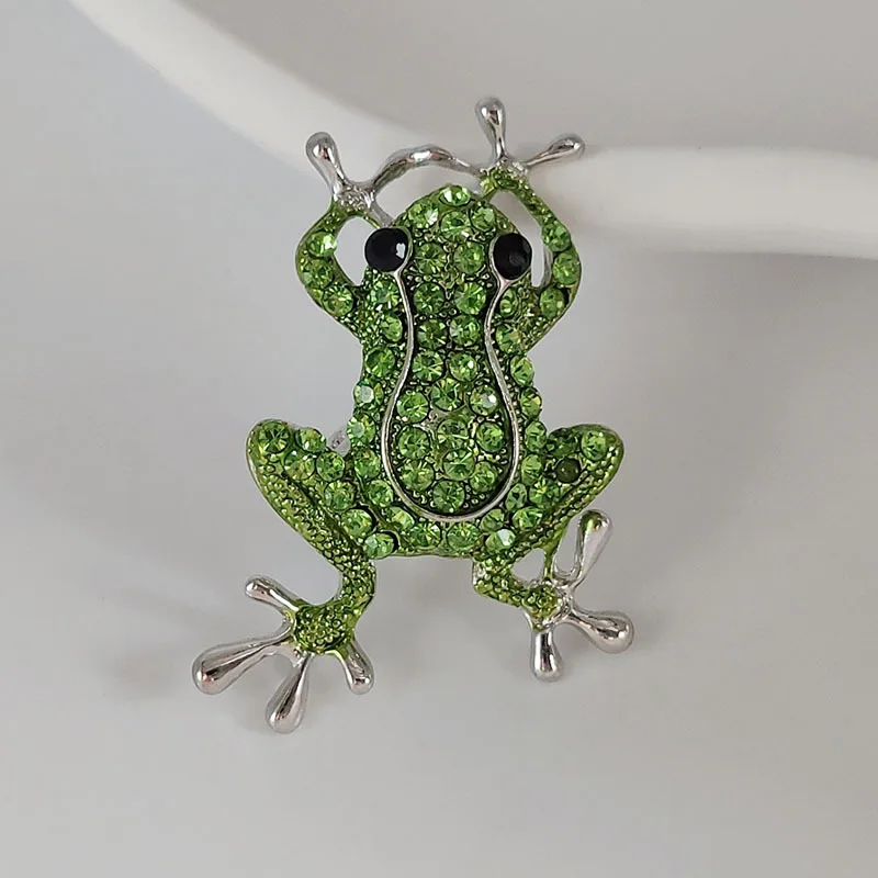 ZAKOL Luxury Green Crystal Frog Brooch Animal Brooches Pins For Women Dress Coat Accessories Jewelry Gift image 4