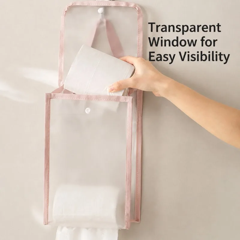 Large Capacity Waterproof No-Drilling Hanging Tissue Holder for Kitchen Bathroom Wall-Mounted Paper Towel  Storage  Bag - view 4