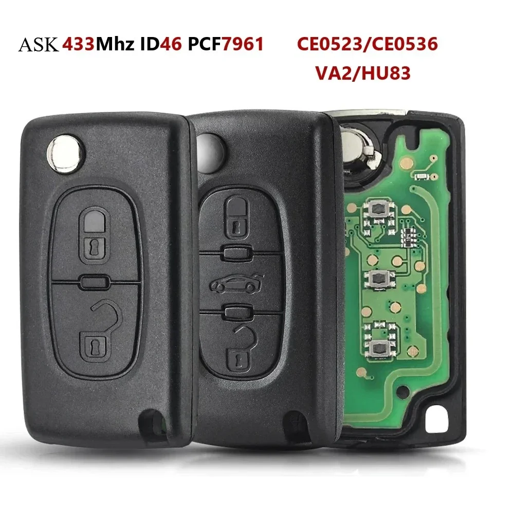 ASK 2/3/4 Buttons 433Mhz Remote Car Key CE0536/CE0523 for Peugeot 207 307 308 407 607 807 For Citroen C2 C3 C4 C5 C6 Auto Parts