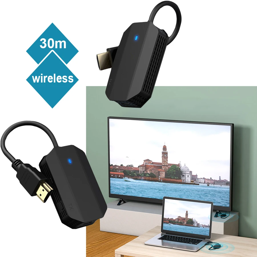

1080P 30M Беспроводной HDMI-видео-аудио передатчик и удлинитель приемника Дисплей Адаптер Dongle Fr TV Box Ноутбук ПК к ТВ-проектору