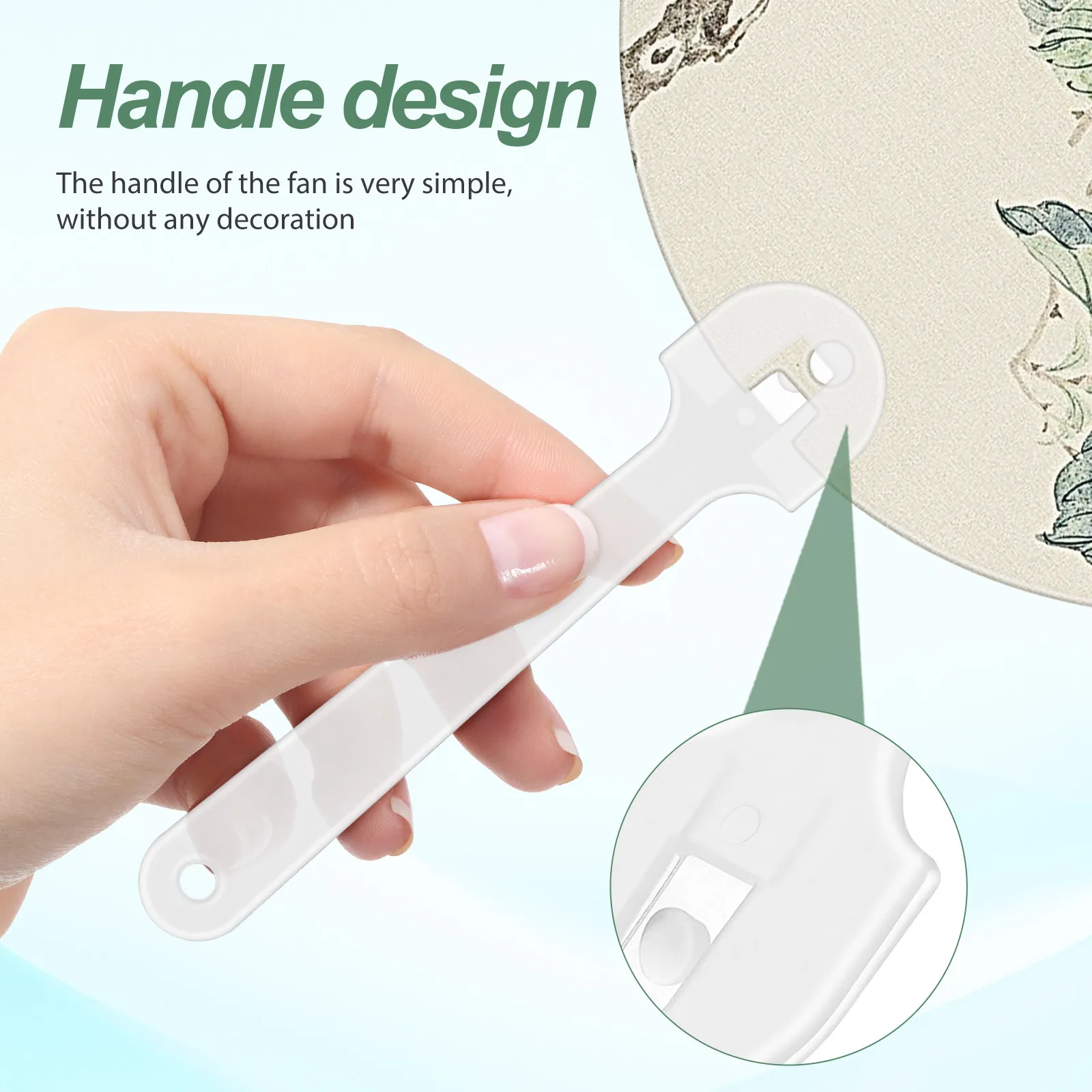 50Pcs Clear Thickened Hand Fan Sticks Plastic Circular Fan Rods for Crafting Wedding Programs Folding Fans Home Decor Projects