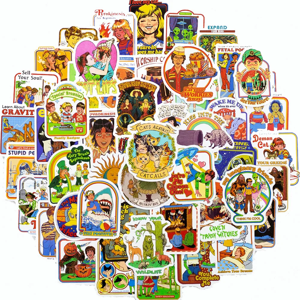 Lot de 10/30/50 Pièces d'Autocollants Mixtes d'Horreur Rétro, Fantôme, Affiche, Bricolage, Téléphone, Bouteille d'Eau, Valise, Dessin Animé Drôle, Graffiti