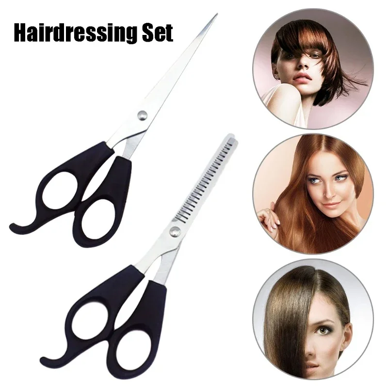 1 Pcs or 2pcs/set Salon Stainless Steel Teeth Shears Beauty Thinning Trim Bangs Hair Scissors Cutting Styling Tool Set