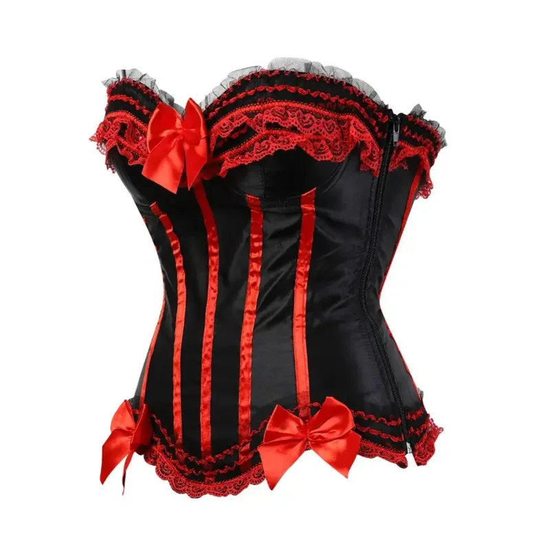 Corset Steampunk Woman Sexy Plus Size Striped Bustiers Waist Trainer Zip Korsett with Lacking Dance Party Costumes UY9831