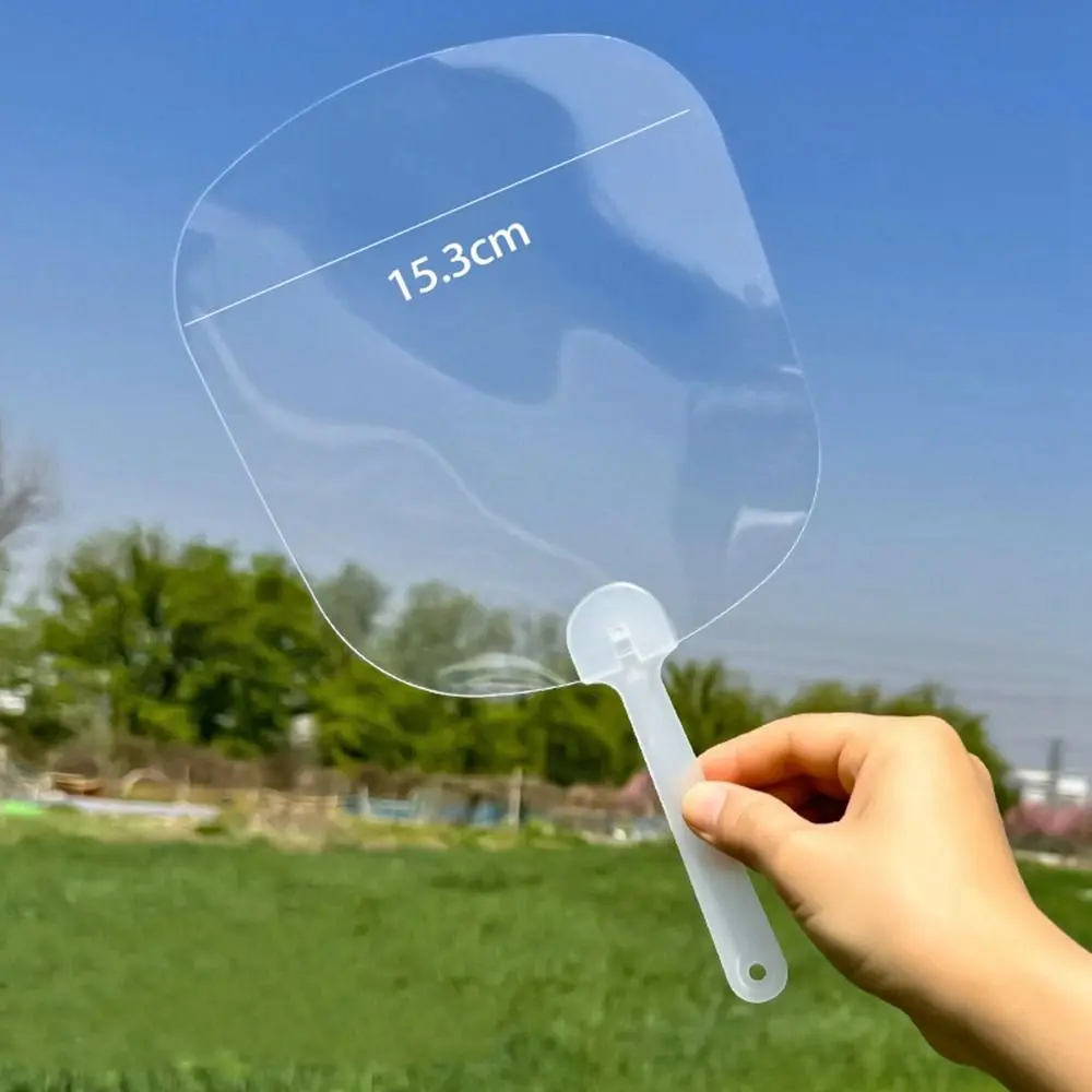 Multi-functional Plastic Transparent Fan Handheld Unfinished Blank Painting Fans Round Thicken Handicrafts DIY