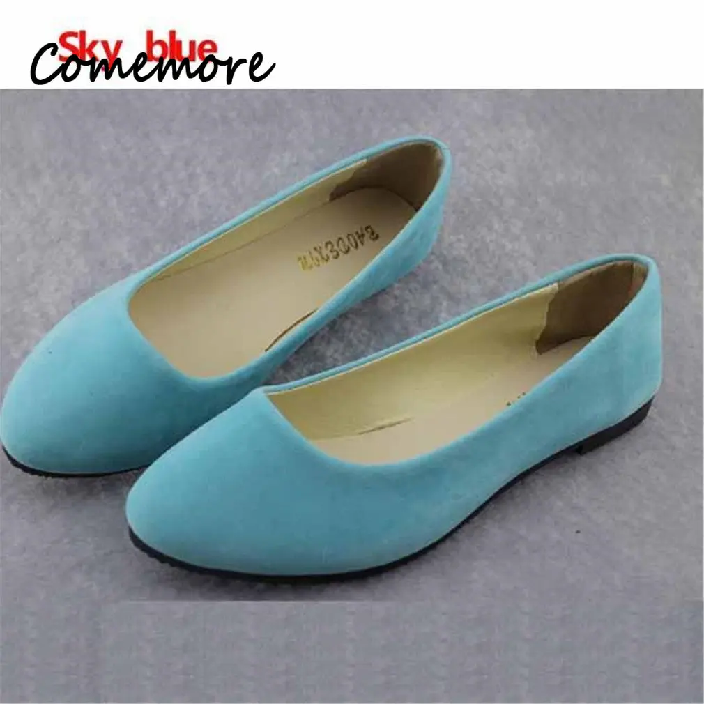 Comemore Flat Loafers Faux Ladies Ballet Flats Women Flats Slip on Flat Shoes Candy Color Comfortable and Elegant Women\'s Shoe