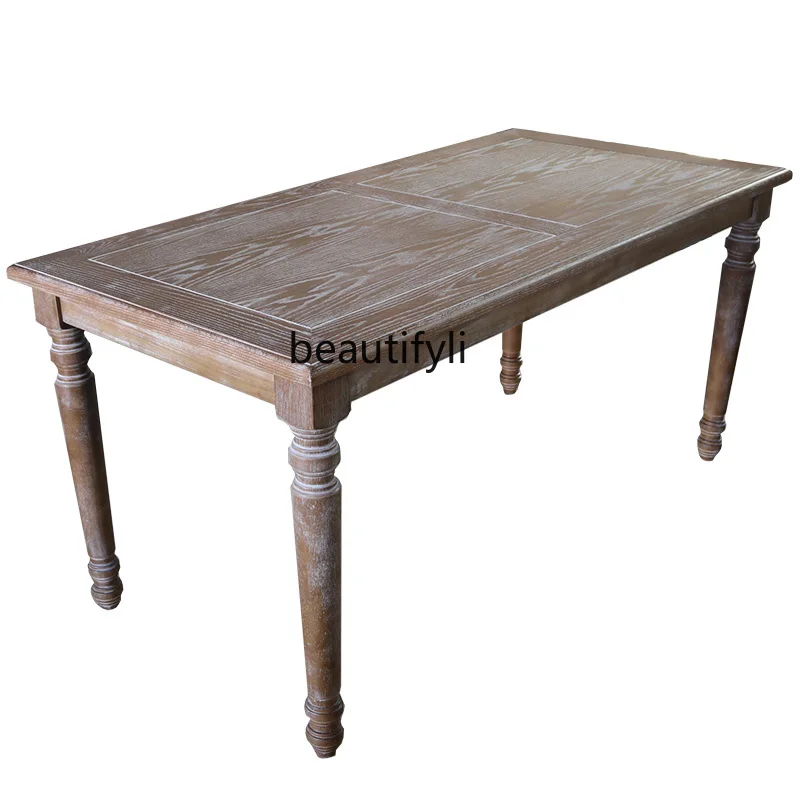 Vintage Dining Table Solid Wood Desk Workbench B & B Restaurant Wedding Studio Long Table