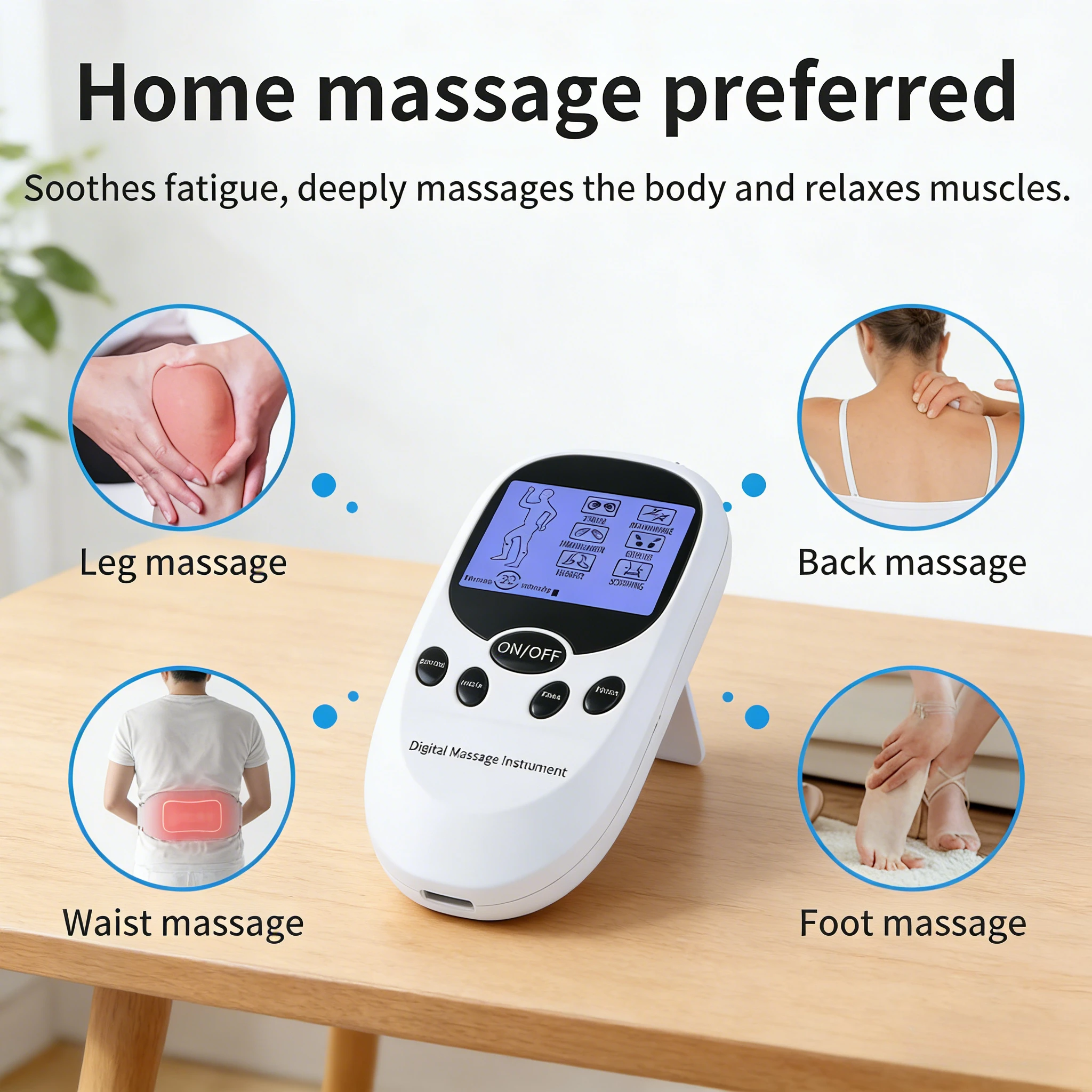 

Digital TENS EMS Muscle Stimulator Electric Pulse Massager for Back Neck Pain Relief & Muscle Relaxation with Electrode Pads