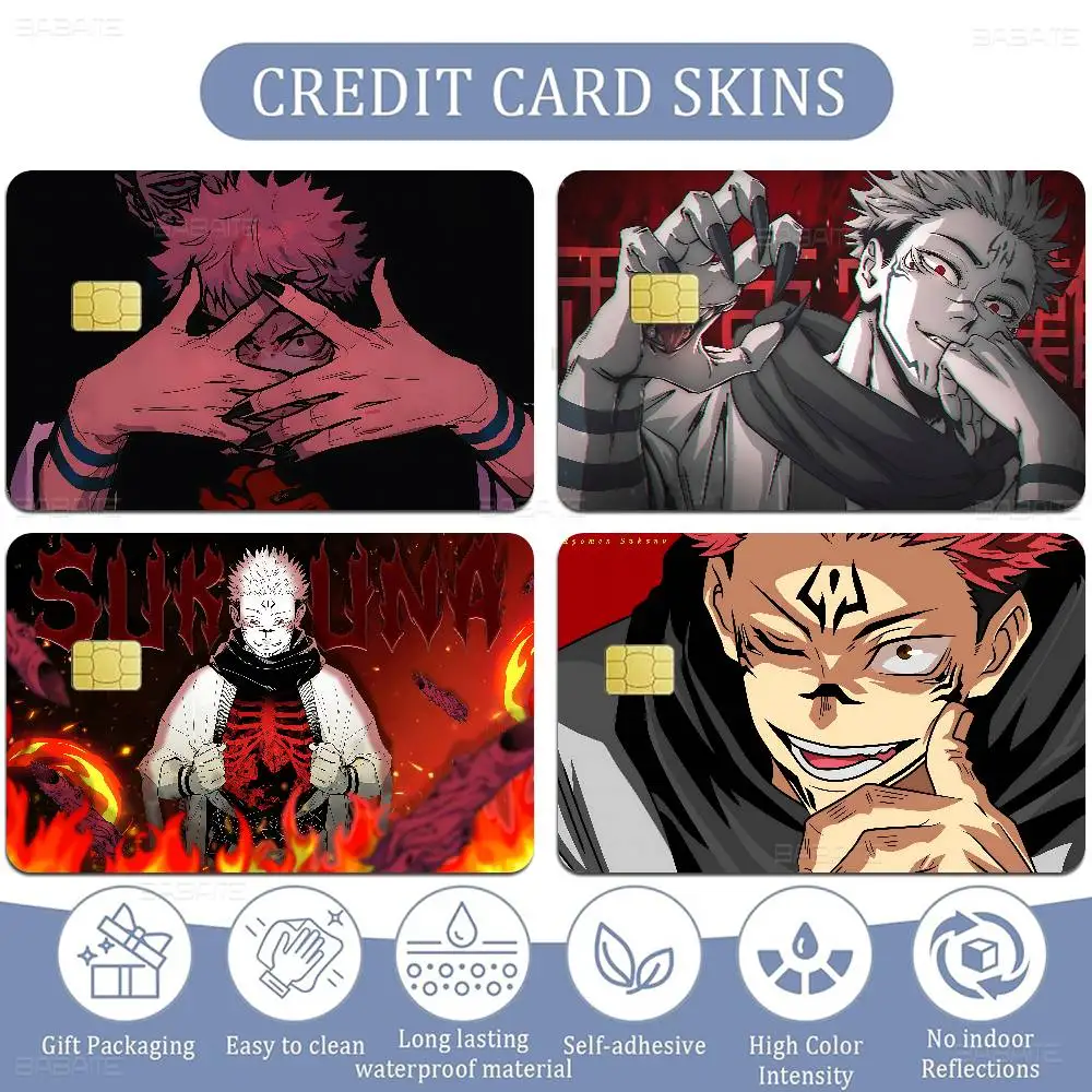 Anime Sukuna Game Film Cover Sticker Case for Small Chip Credit Debit Card Front Side