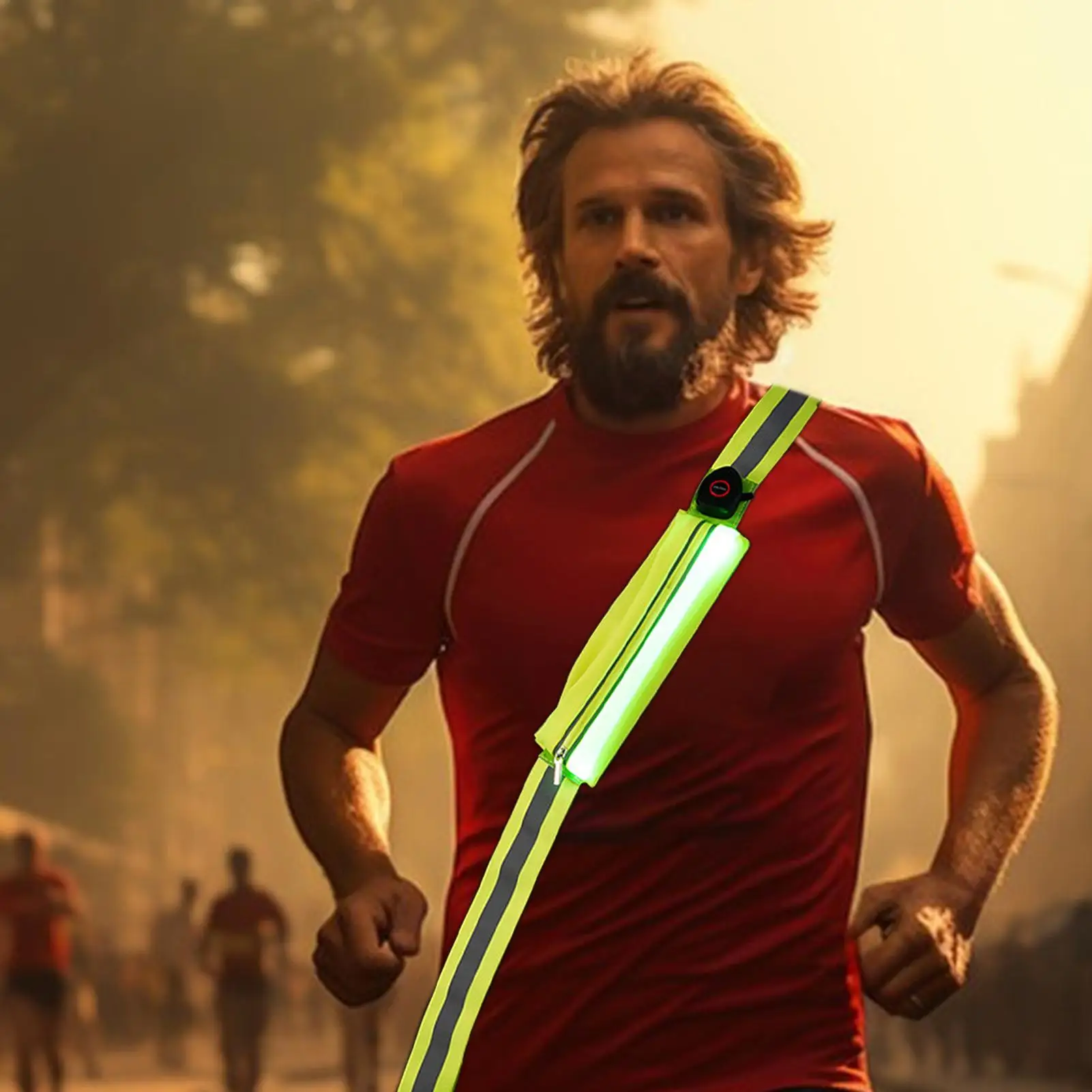 

Running Light Belt High Visibility Rechargeable Light Up Running Gear Sash For Dog Walking Cycling Hiking Jogging Fishing Men