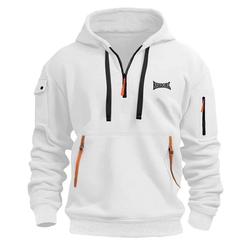 

Loose, Fashionable and Casual Men's Hoodie, Long-sleeved Half-zipper Pocket Pullover for Men, and Everyday Street Sportswear