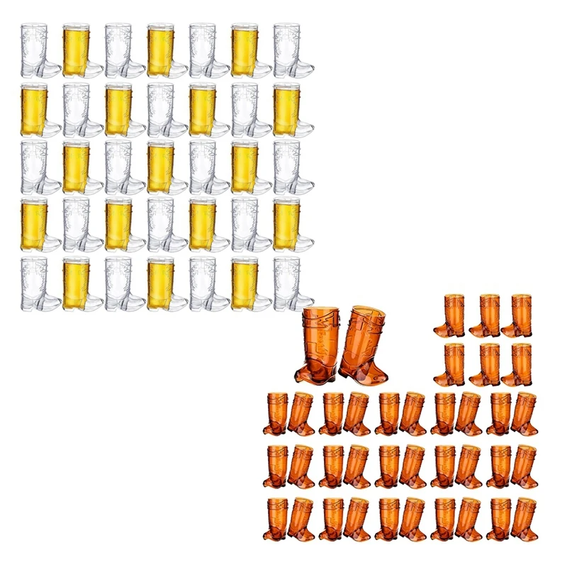 

A25F-36 Pieces 1 OZ Clear Cowboy Glasses Mini Cowboy Boot Shot Glasses Plastic Western Cowboy Glasses