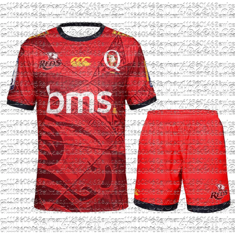 2026 New Queensland Reds Family Matching Rugby Jersey Set Red Tribal Breathable Moisture Wicking Sports Uniform Kit Training Top