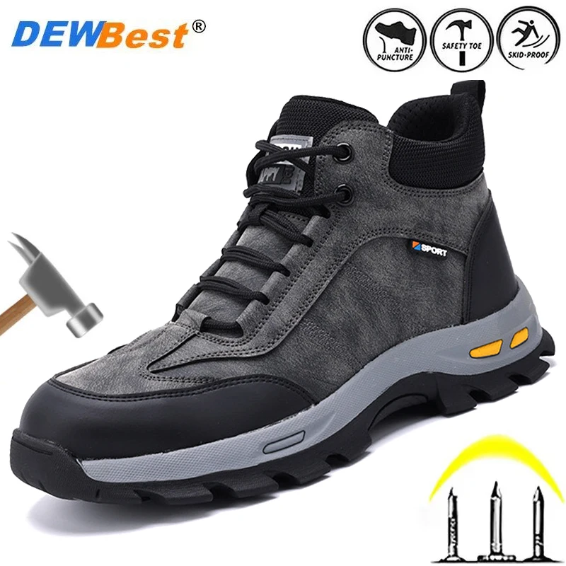 Explosive male four seasons models anti-smash anti-puncture lightweight safety shoes steel head construction site work shoes