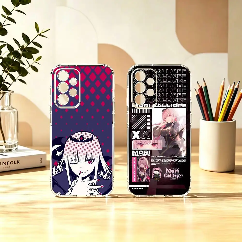Mori Calliope Dead Beats rock star Painted Phone Case Transparent TPU For Samsung S22,23,24,25,21,10,9,Ultra,Plus