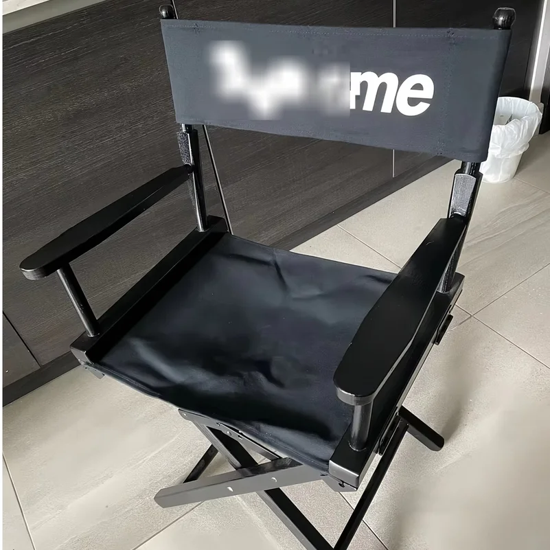 Sup Style Solid Wood Director‘s Chair, Foldable Canvas Backrest Seat with Natural Wood Armrests, Portable Beach Fishing Stool
