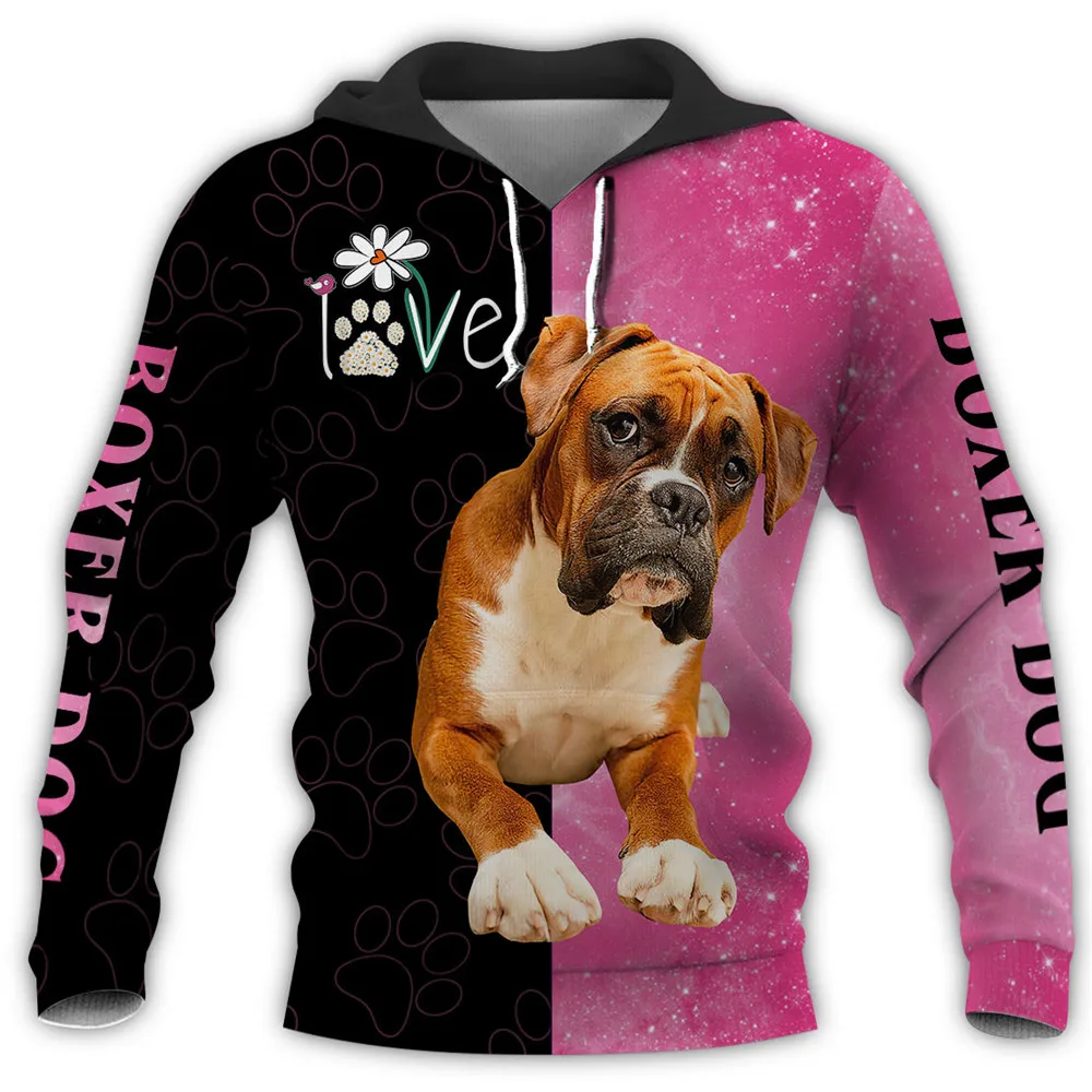 HX Animals Hoodies 3D Graphic Floral Love Hoodies Animals Dogs Shih Tzu Sweatshirts Casual Pocket Tops Unisex Sportswear