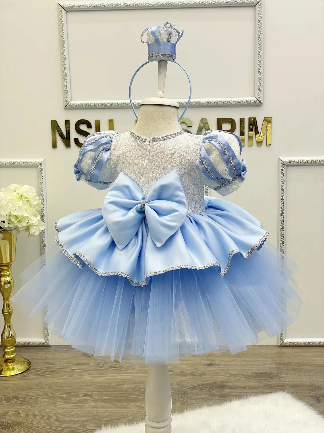 Robes courtes de fête d'anniversaire pour petites filles, en Tulle, à paillettes, bouffantes, pour concours de mariage, robes de première Communion