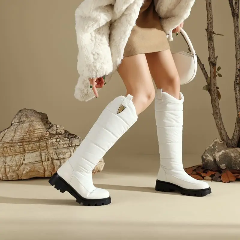 MORAZORA Plus Size 35-44 New Snow Boots Women Thick Fur Warm Knee High Boots Platform Winter Boots Waterproof  Long  Shoes