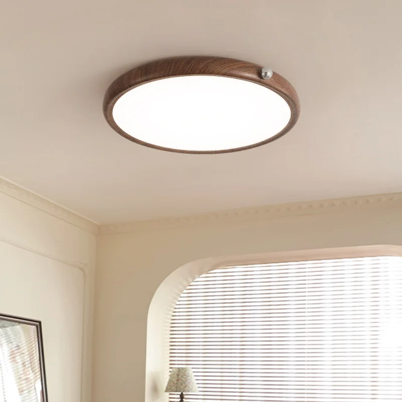 Japanese-style wabi-sabi wind retro walnut grain full spectrum eye protection light study ceiling light