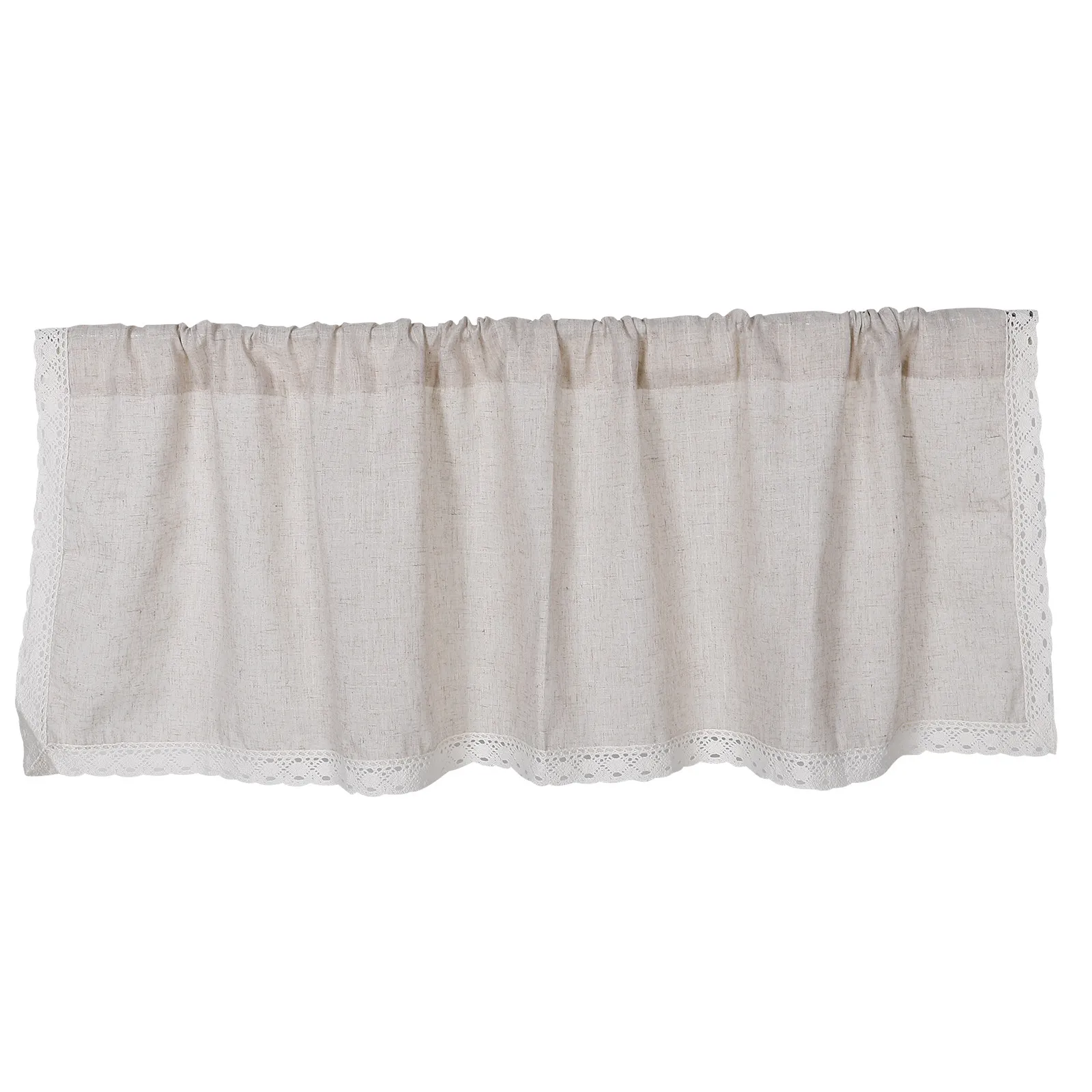 Rustic Linen Window Valance Farmhouse Short Curtain for Kitchen Cafe Bathroom Home Decor