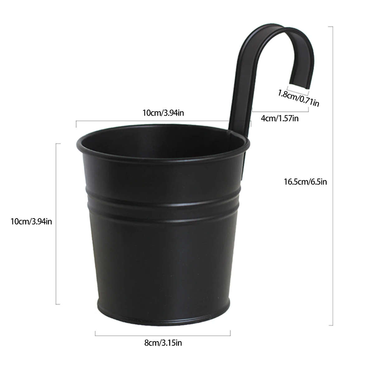 Macetas colgantes para plantas, macetas de valla de Metal con gancho desmontable y orificio de drenaje, macetas de flores de hierro para balcón, macetas colgantes para plantas