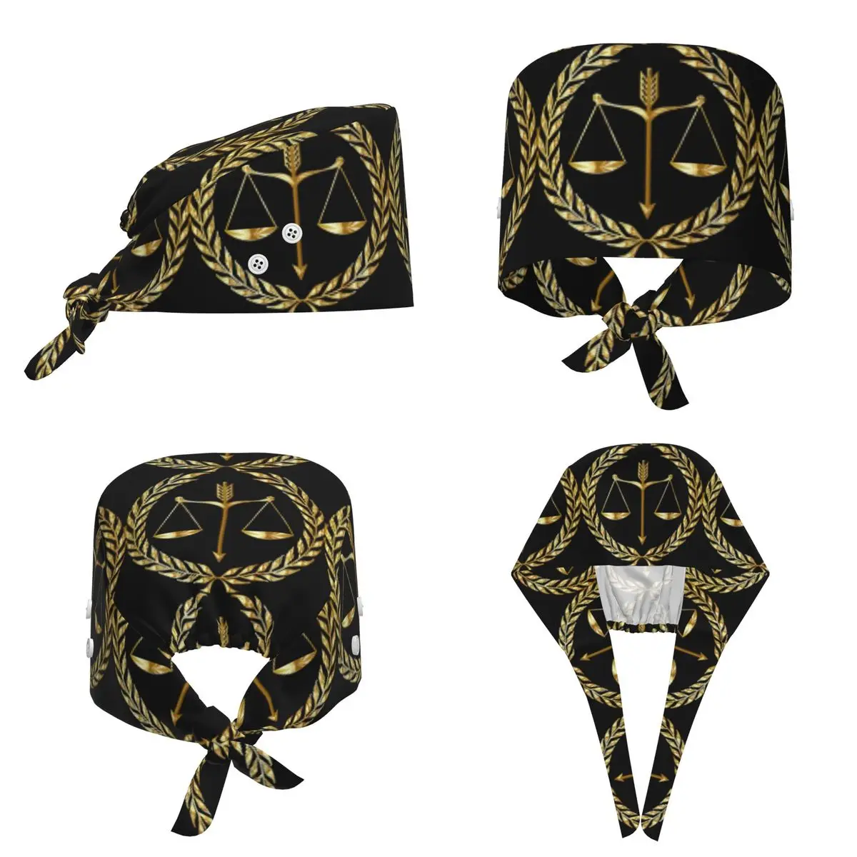 Casquette chirurgicale unisexe réglable avec logo de la balance de la justice dorée, idéale pour avocats, juristes, médecins, infirmiers et dentistes