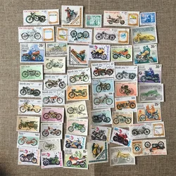 50Pcs/Set Motorcycle All Different From Many Countries NO Repeat with  Postmark Postage Stamps for Collecting