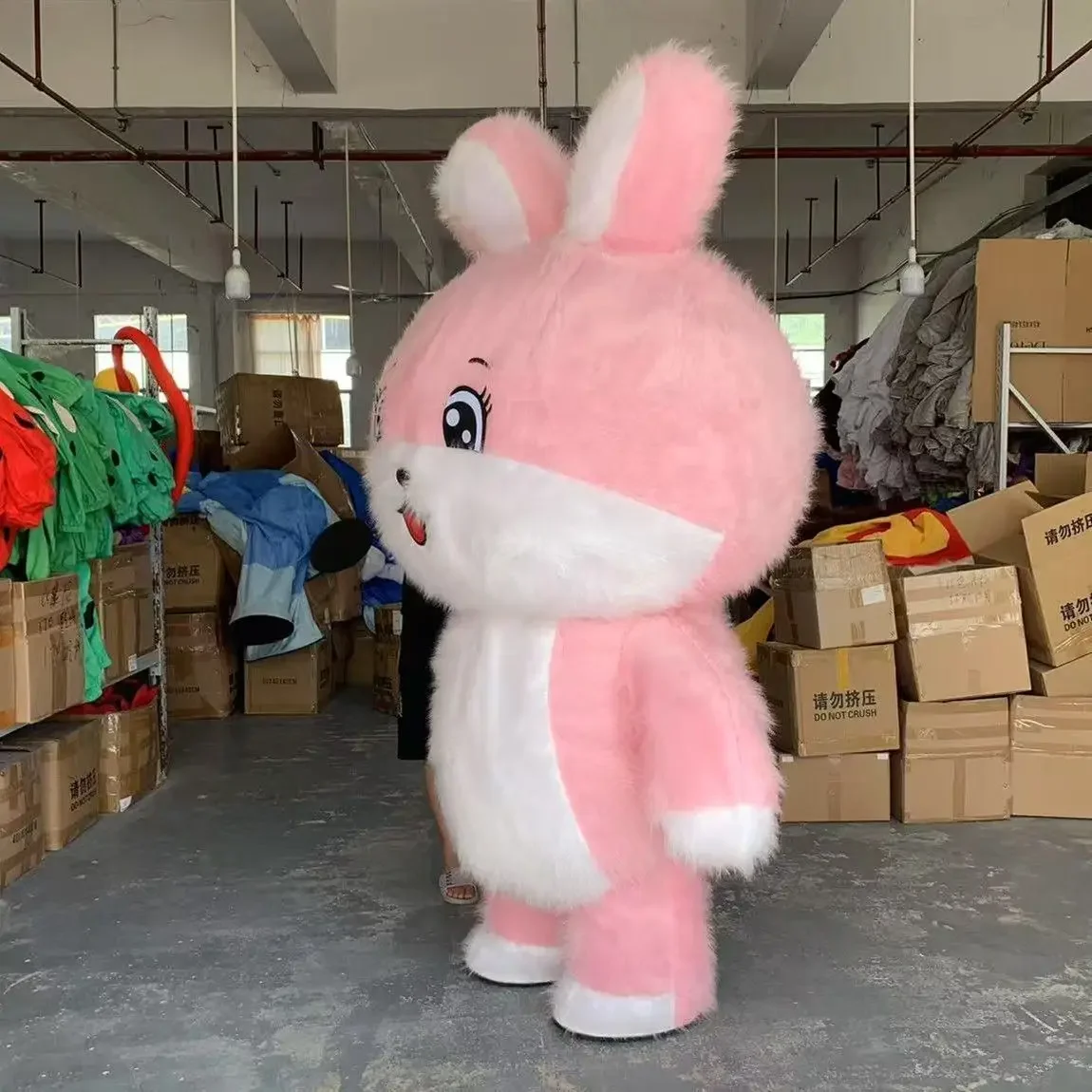 2m/2.6m de pelúcia rosa inflável coelho mascote traje adultos andando boneca roupas carnaval fantasia festa acessórios sem bateria