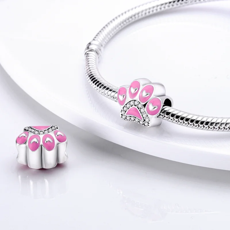 925 Sterling Silver Pink Perfume Bottle Luggage Heart-shaped Cute Claw Charms Beads Fit Original Charm Bracelet DIY Jewelry image 4