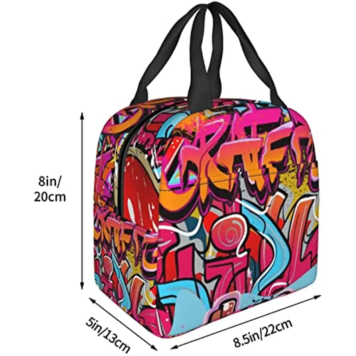 Graffiti Wall Urban Cute Coon Character Unisex Reusable Lunch Box Portable Thermal Bag for Men, Women and Kids