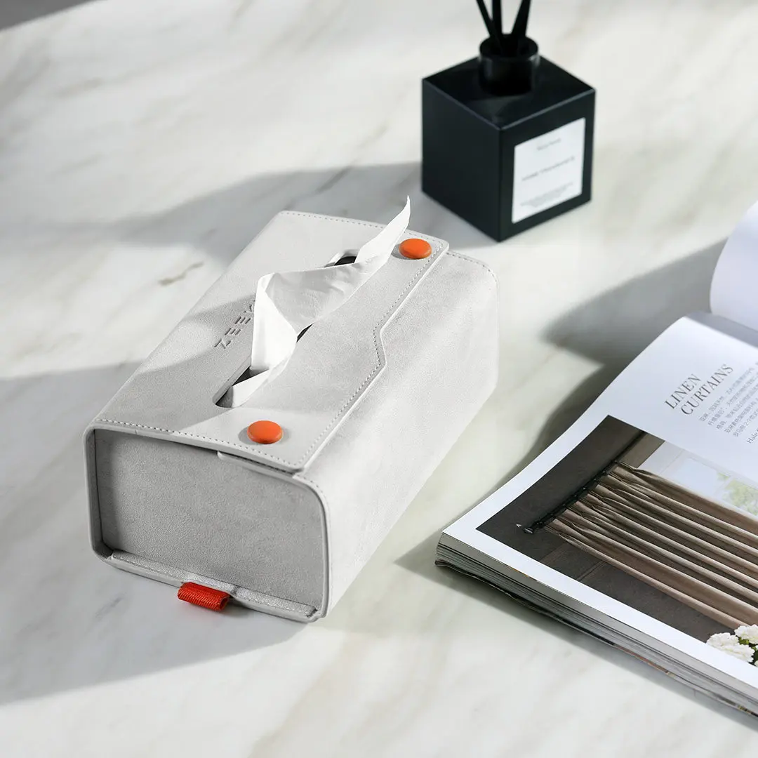 Microfiber Leather Car Tissue Box for Zeekr 001 007 009 X 8X 9X,Smooth‑draw Napkin Holder, Hanging & Desktop Use for Car & Home
