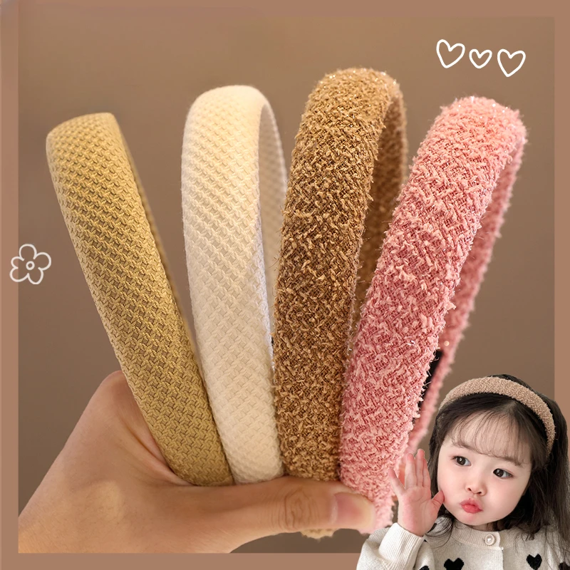 2023 New Girls Plush Fashion Solid Color HairBand Headwear Kids Simple Broadside Headband Lady Hairbands Female Hair Accessories