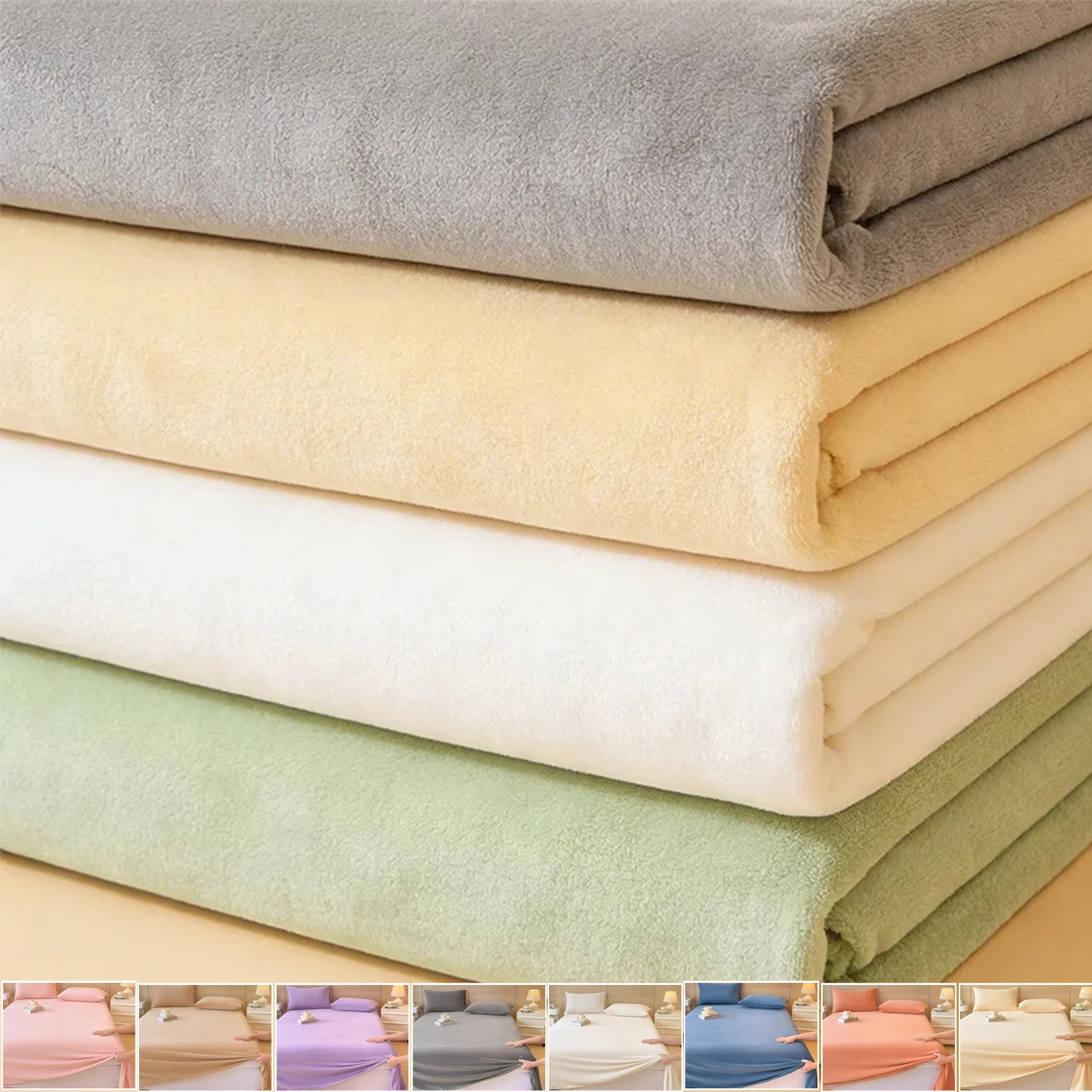 

Winter Warm Thickened Milk Velvet Bedding Set - Premium Soft Solid Color Skin-Friendly Washable 3-Piece Bed Sheet Set Home Decor