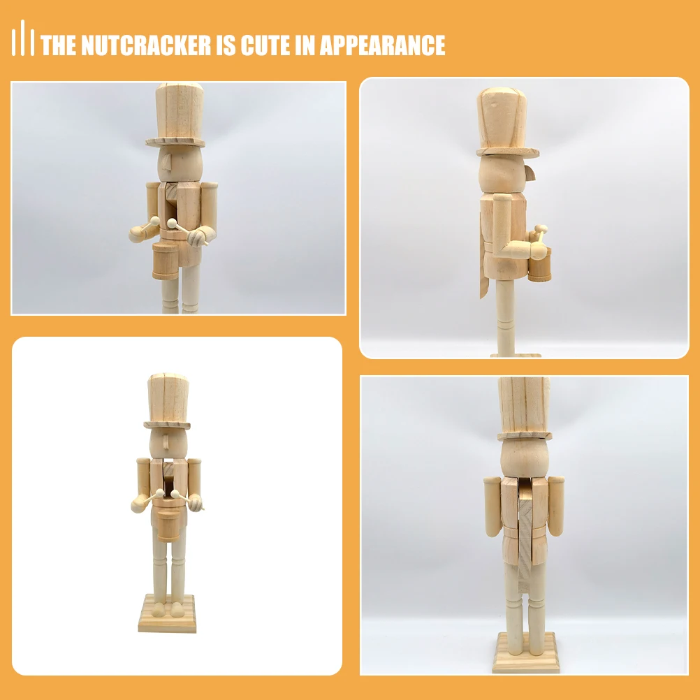 

DIY Wooden Puppet 38cm Unpainted Soldier Figurine Xmas Decoration Christmas Wooden Nutcracker Gift Home Accessories