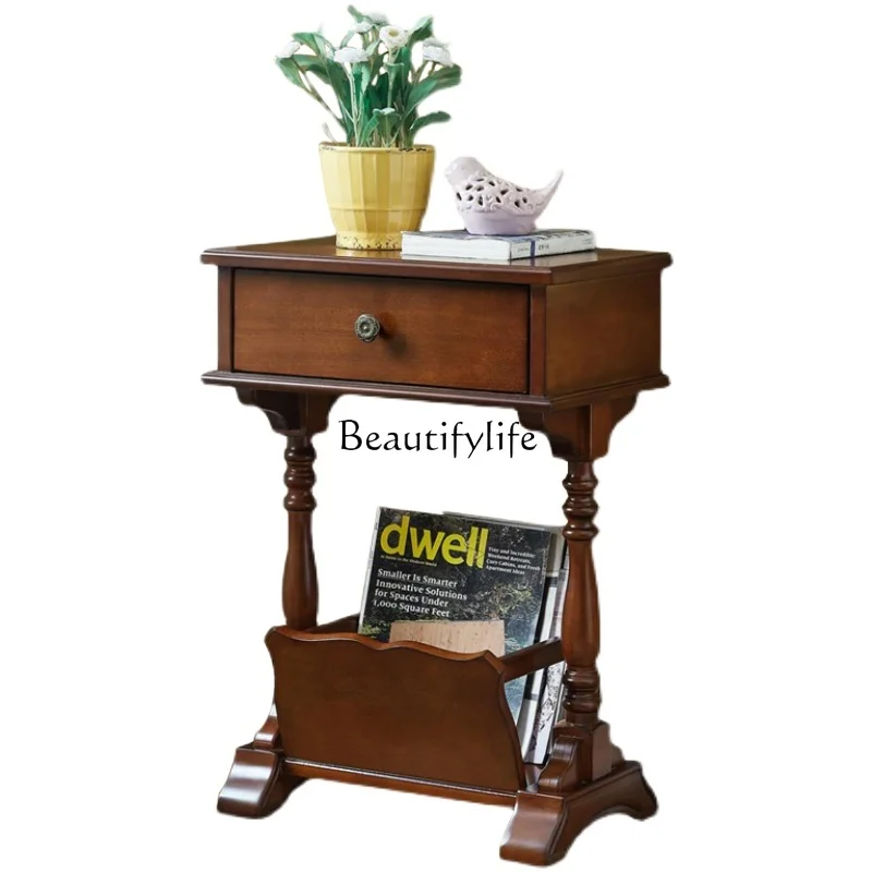 Newspaper rack Household newspaper rack Wooden sofa Corner few bedside tables American
