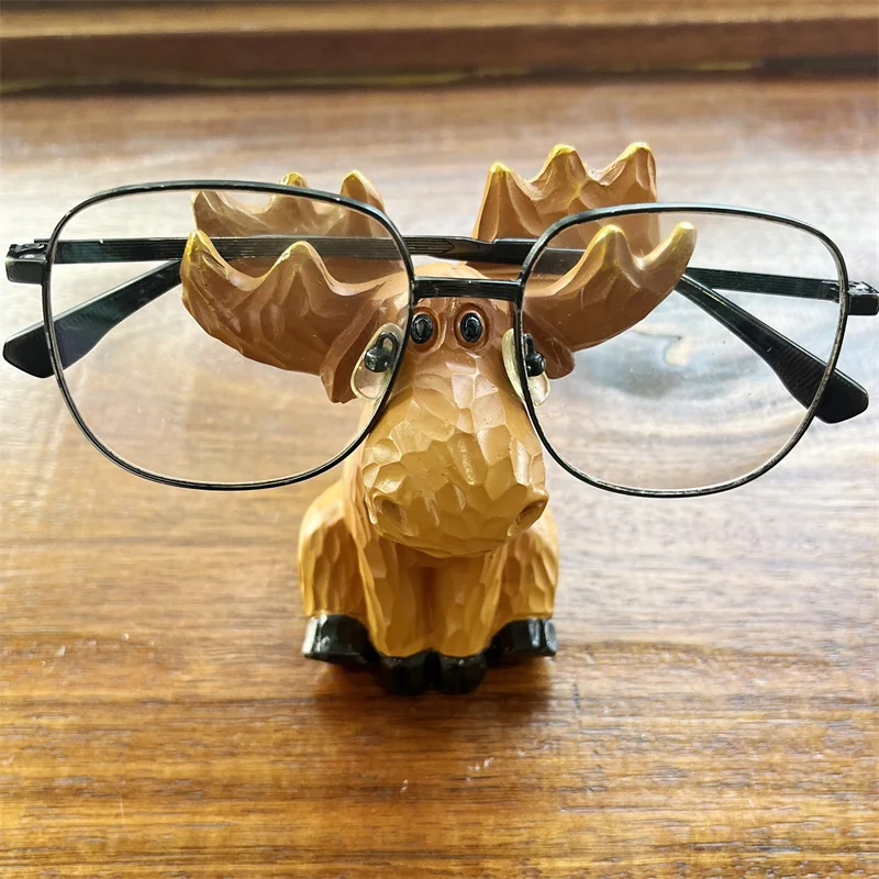 Sun Glasses Eyeglasses Display Stands Phone Holder Handmade Cute Moose Glasses Holder Home Nightstand Office Desk Decor Gifts