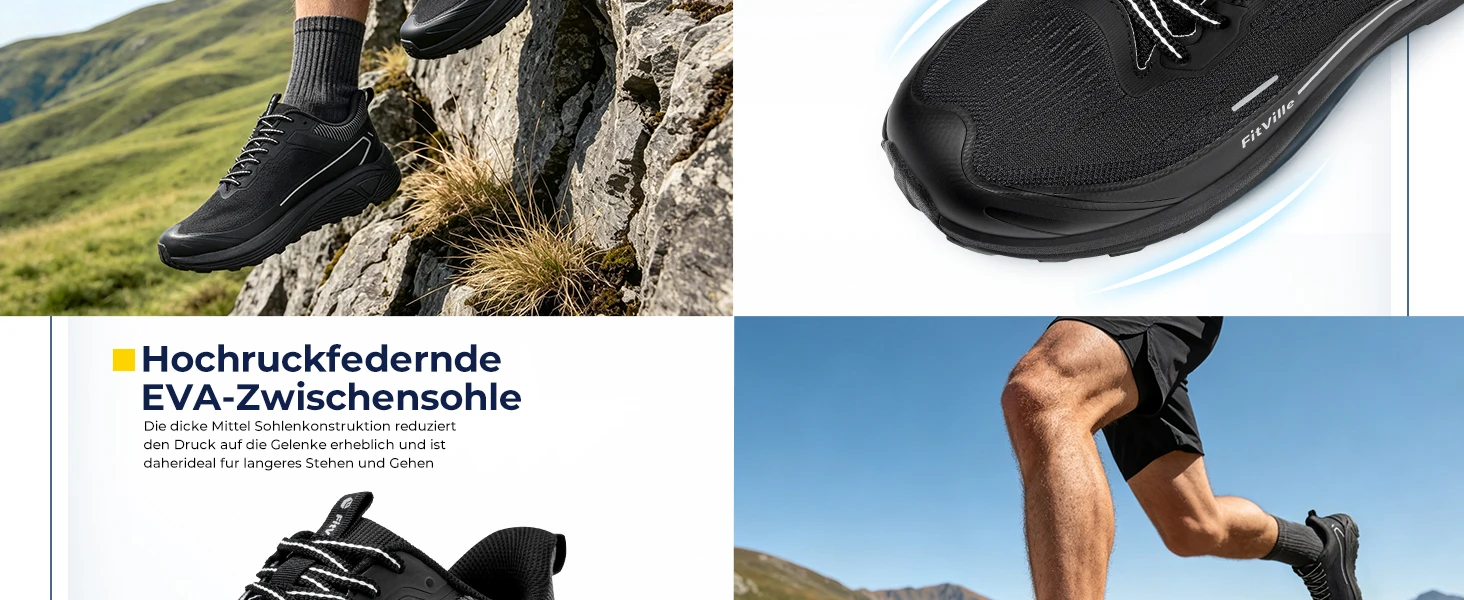 FitVille Herren Trail-Laufschuhe mit breiter Zehenpartie, lässige Sportschuhe, atmungsaktive, rutschfeste Wanderschuhe mit Dämpfung für Herren – Detail 6