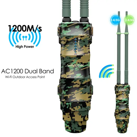 WAVLINK AC1200 Outdoor WIFI Router Long Range Access Point Wi-Fi Extender Waterproof IP67 Wifi AP/Router/Repeater 2x7dBi Antenna
