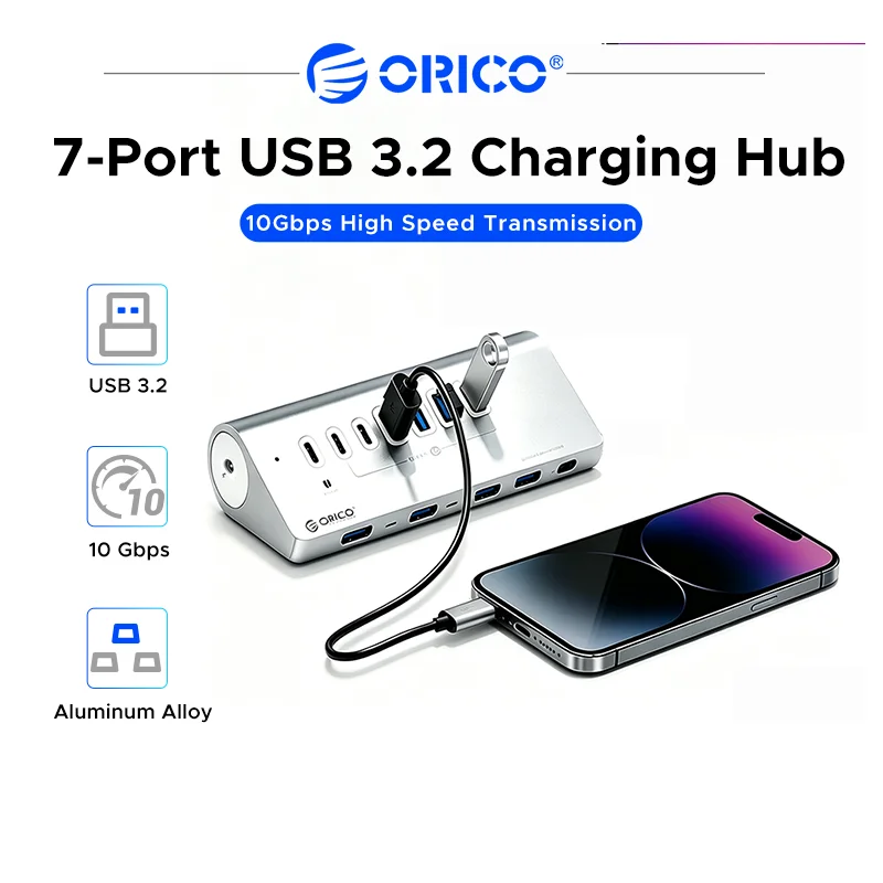 

ORICO USB 3.2 10Gbps Docking Hub Multi-Function 4/7 Port Switch Type-C Splitter PD60W Charging Adapter ForPC Laptop Accessories