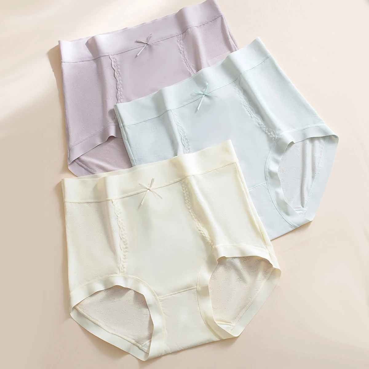 

Seamless Sexy Lingerie High-Waist Breathable Women Panties Bow Cute Briefs Slight Body Shaping Pants Thin Ladies Underwears New