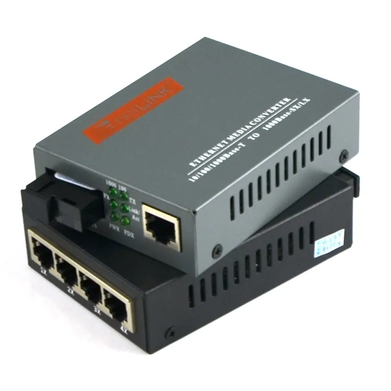 Gigabyte fiber media converter,SC  1 RJ45 + 1f4 RJ45 10/100/1000M, 20km, 1 pair