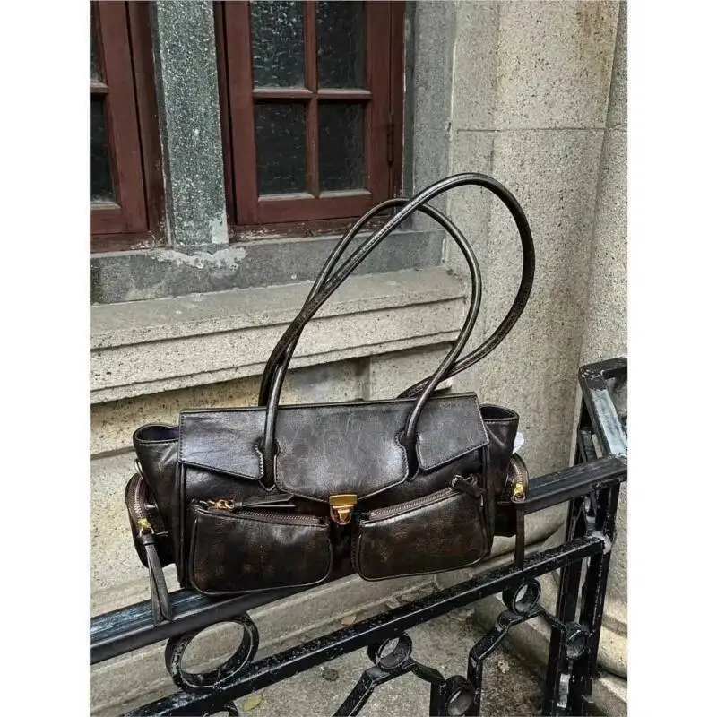 

Bloom High Street Coffee Shoulder Purse Women Retro Hot Girls Casual Crossbody Bags Handbag Female Autumn Winter Y2k Bag