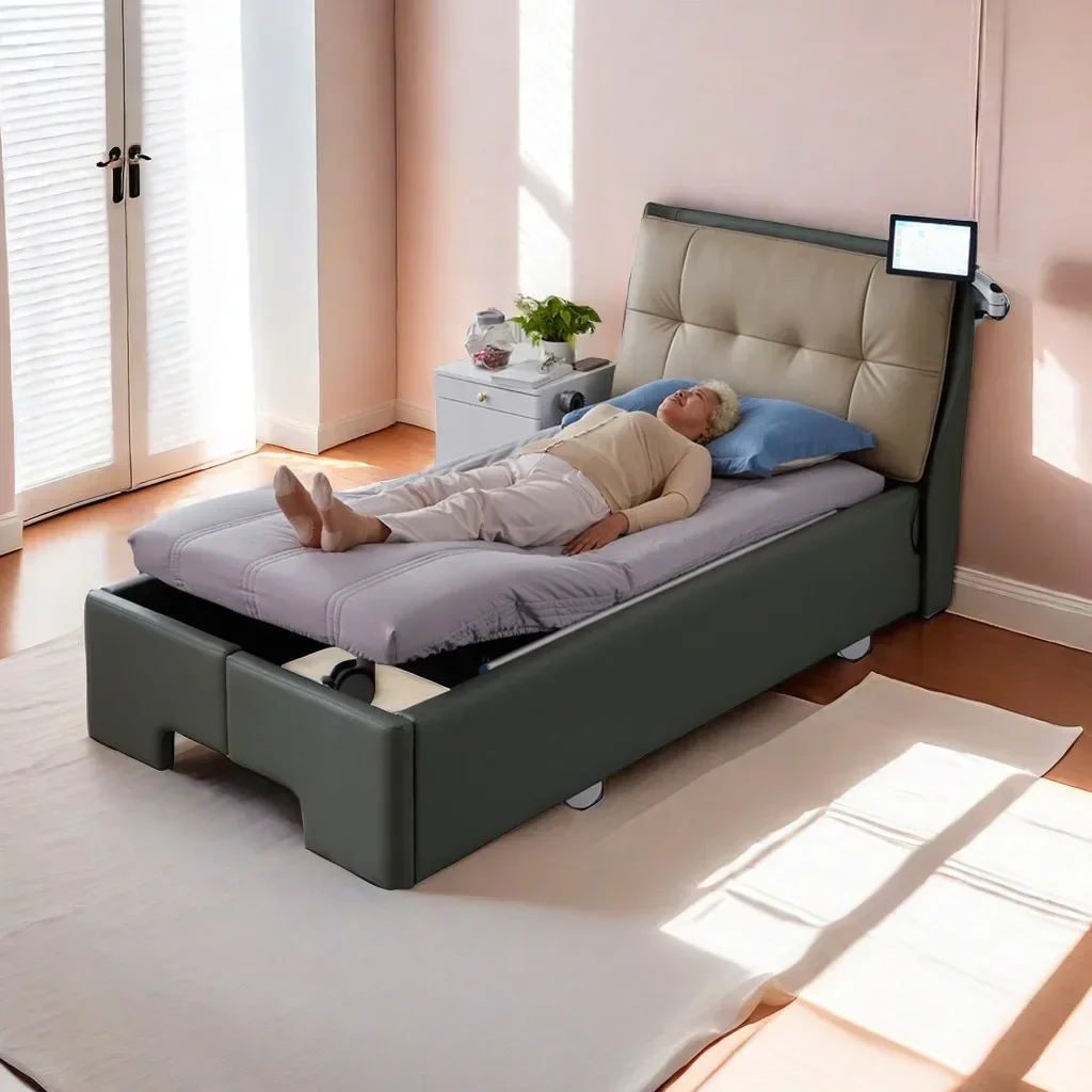 

Medical safe care bed with an easy to use smart system with adjustable legrest lifting function for paralysis nursing