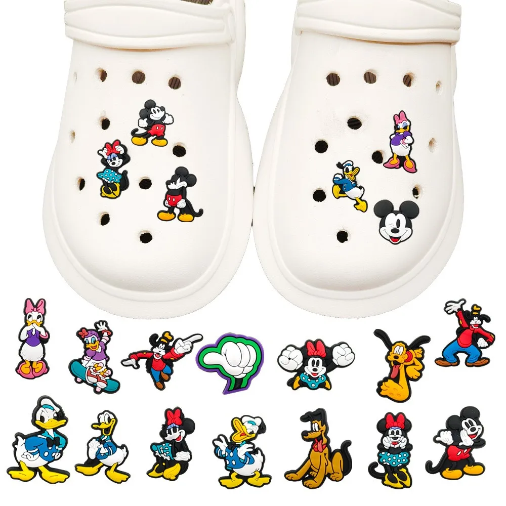 MINISO Cartoon Cute Mickey Mouse Clogs DIY Shoe Flower Decorative Buckles Detachable Soft Rubber Shoe Decorations Shoe clips