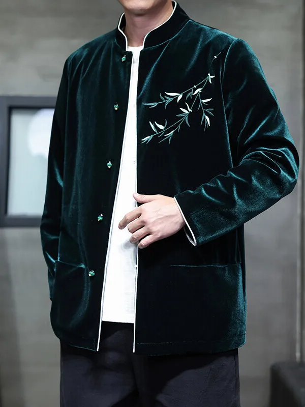 

Gold Velvet Jaet Men's New Chinese Embroidery Button Tang Costume Hanfu Autumn Vintage Fairy Wind Men's Clothing
