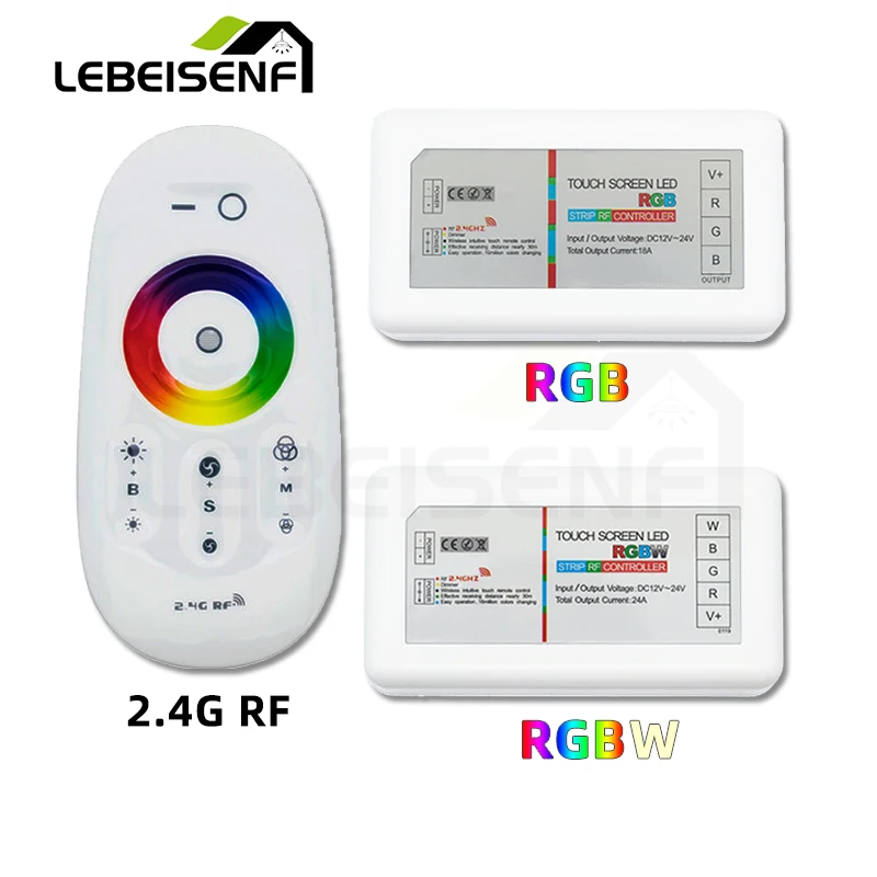 RF RGB RGBW Controller DC 12V 24V 6A/CH 3CH 4CH Dimmer with 2.4G Wireless Remote Control for 5050 2835 LED COB Strip Lights Lamp