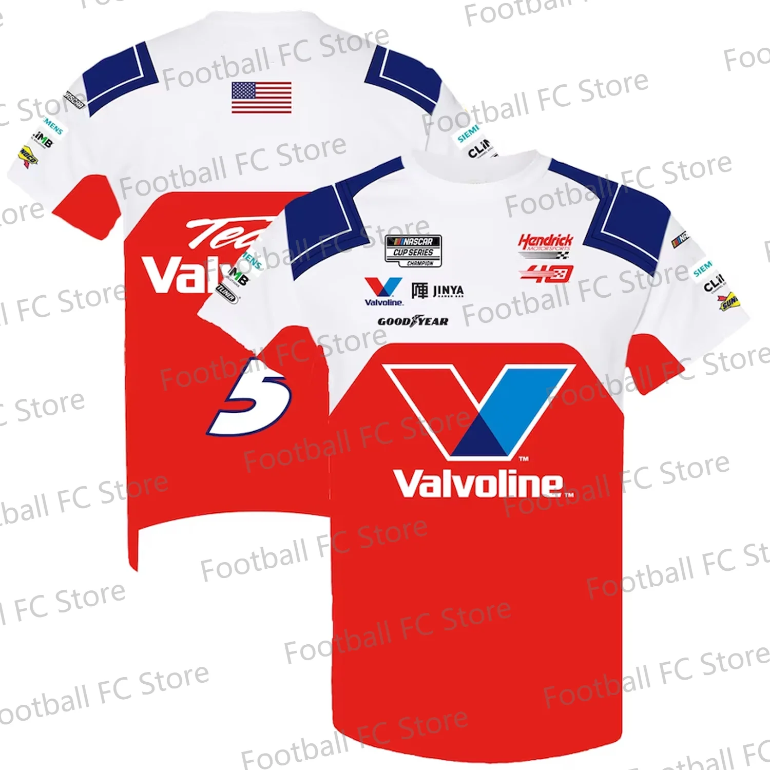 2024 New Summer Kyle Larson Hendrick Motorsports Team Collection Valvoline Uniform T-Shirt - White/Red