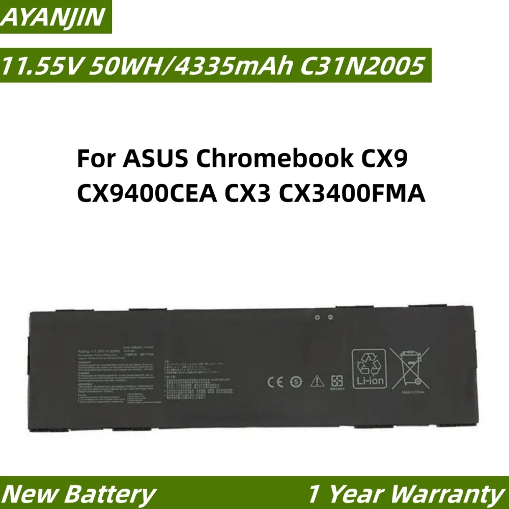 Batteria per Laptop C31N2005 11.55V 50WH per Notebook ASUS Chromebook CX9 CX9400CEA CX3 CX3400FMA Series 0B200-03810000